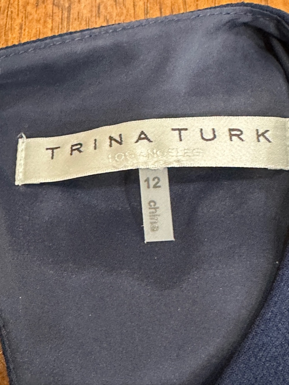 Trina Turk Dress 12 Navy Lace Trim Coastal Prep Palm Beach - Picture 10 of 14
